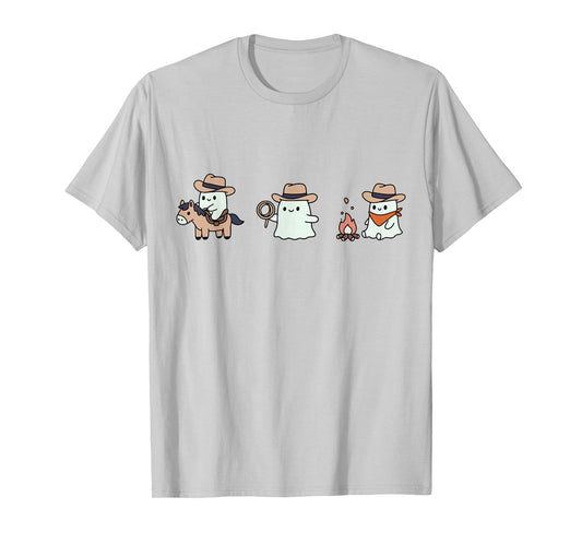 Cute Cowboy Ghost Funny Halloween Western Costume T-Shirt
