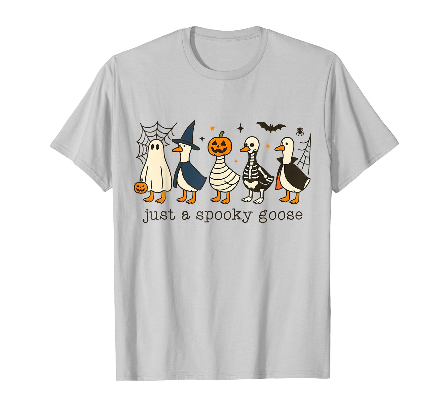 Just A Spooky Goose Silly Funny Skeleton Halloween Costume T-Shirt