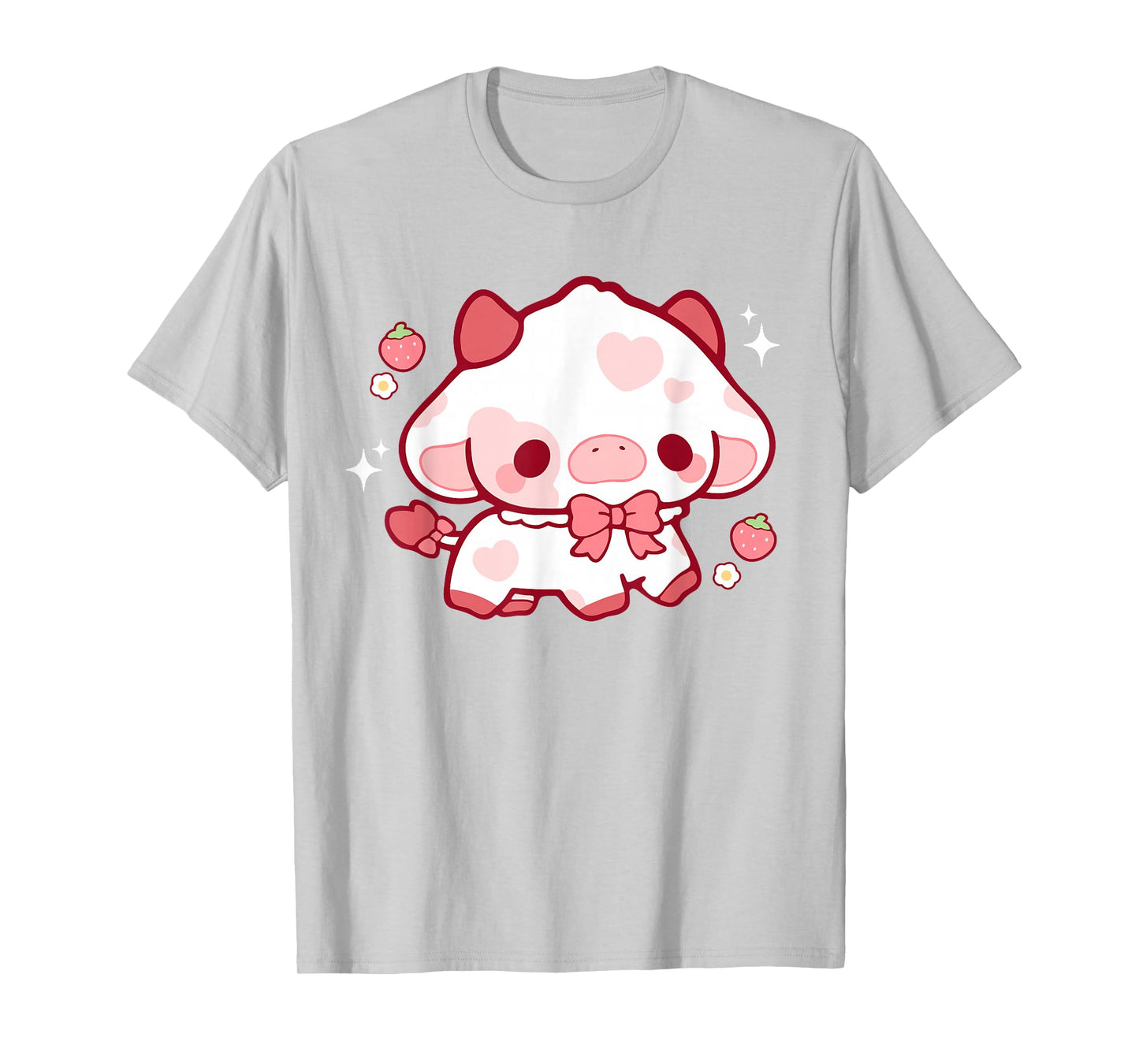 Kawaii Cow Strawberry Cute Aesthetic Anime Girls Teens Kids T-Shirt