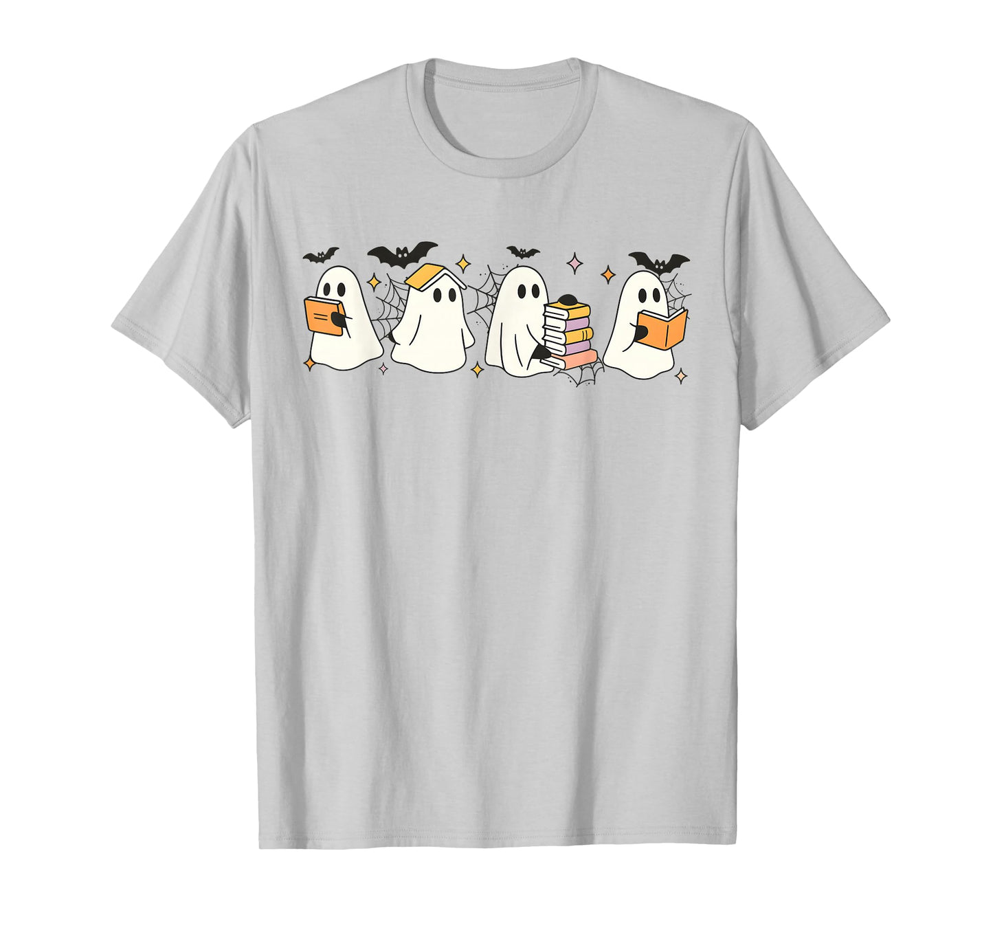 Ghosts Reading Books Library Halloween Teacher Men Women Kid T-Shirt