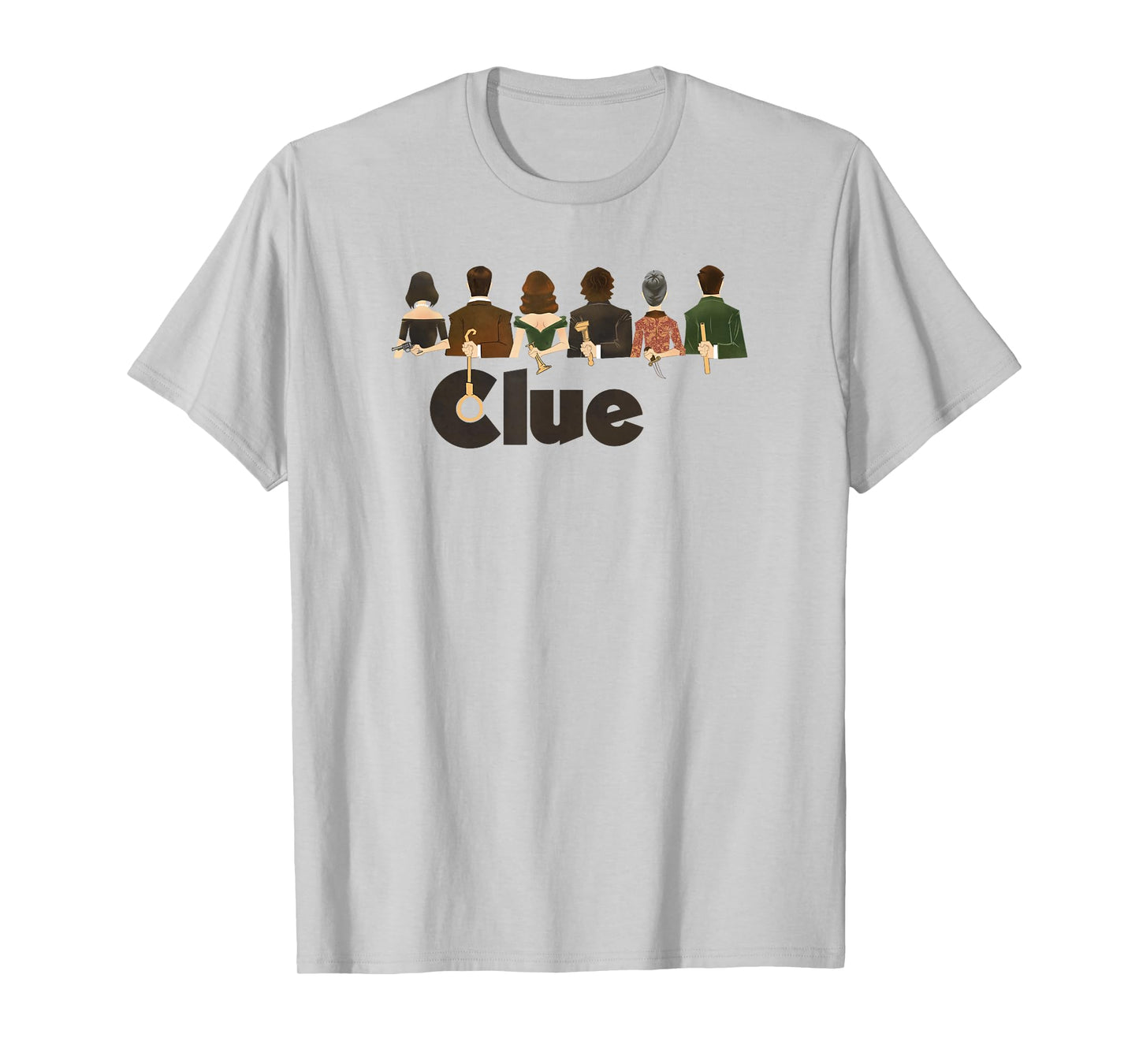 Clue Characters Hiding Their Weapons On Their Backs Lineup T-Shirt