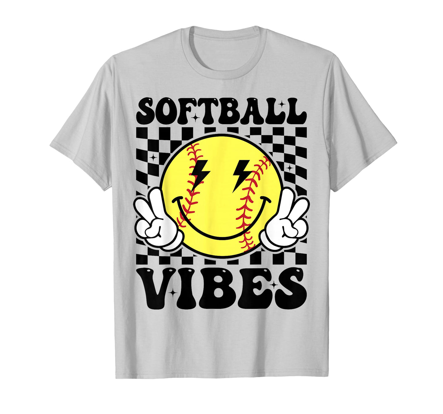 Softball Vibes Softball Retro Groovy Game Day Girls Women T-Shirt