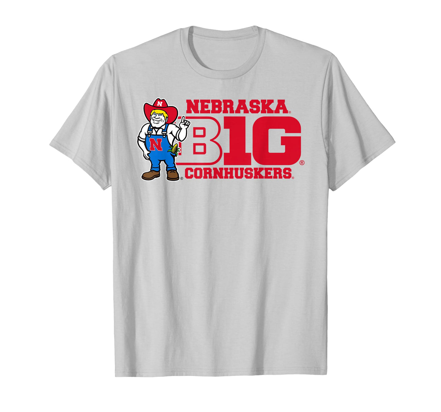 Nebraska Cornhuskers Big 10 Mascot White Officially Licensed T-Shirt