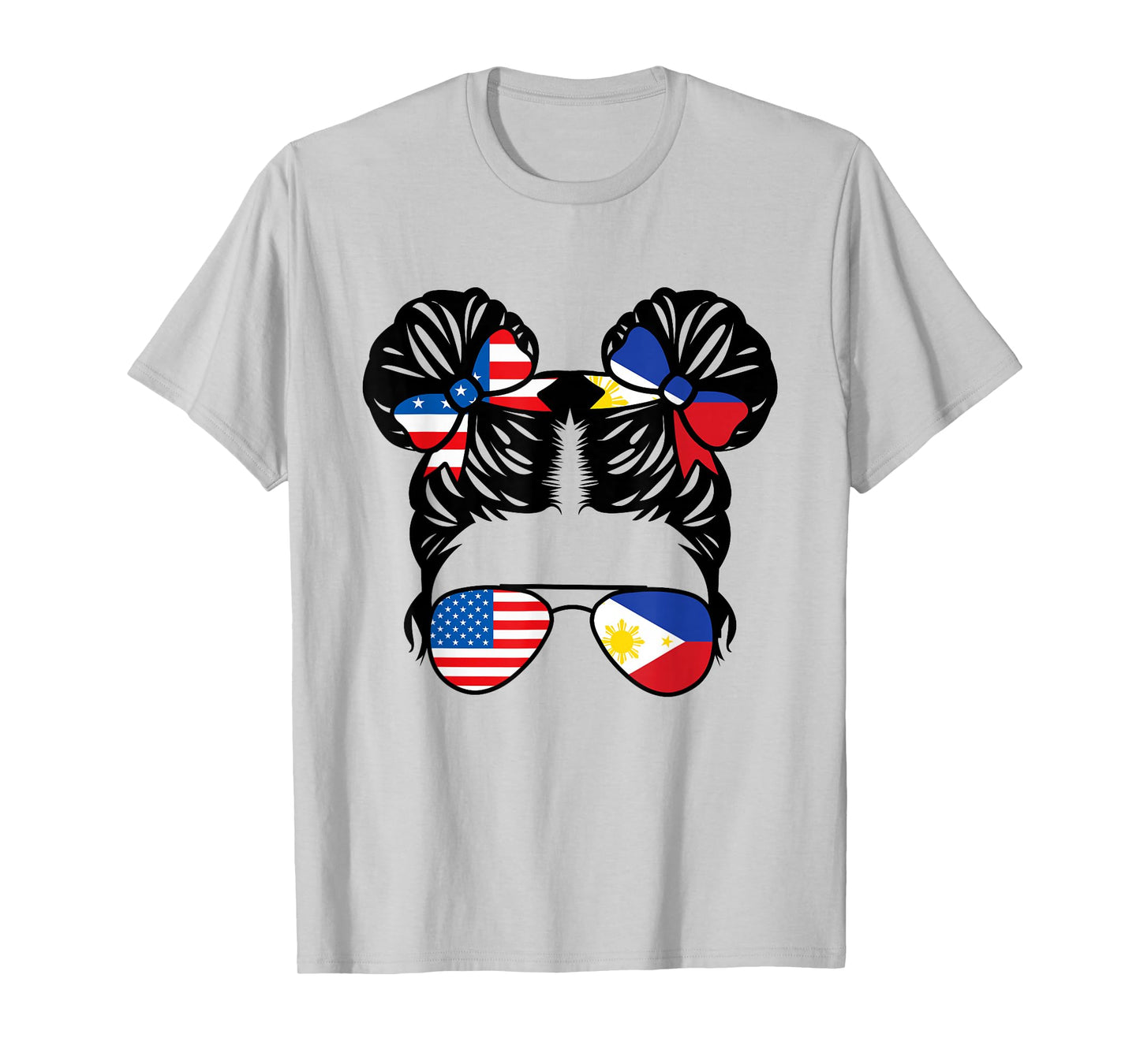 Half American Half Filipino Girl USA Philippine Flag Patriot T-Shirt Small