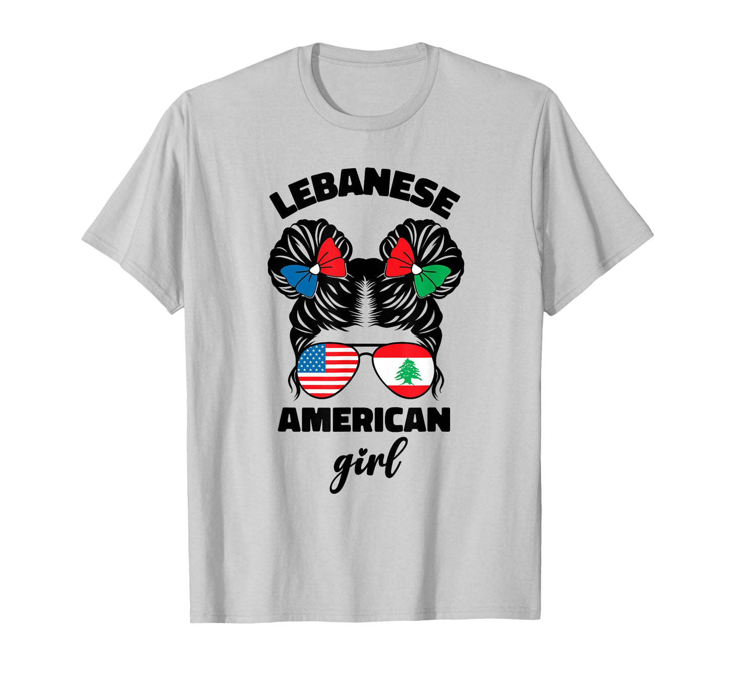 Funny Half American And Lebanese Lebanon Usa Flag Kids Girl T-Shirt