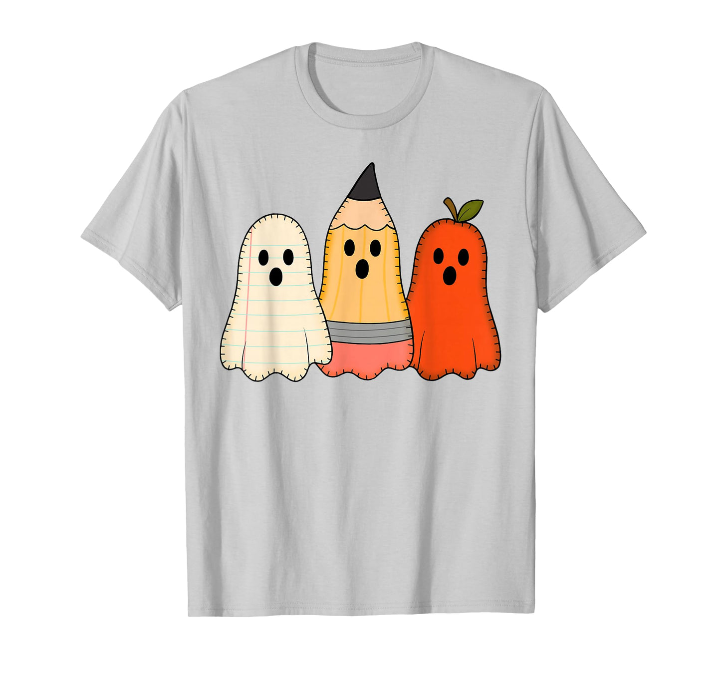 Retro Pencil Ghost Boo Spooky Teacher Halloween Costume T-Shirt