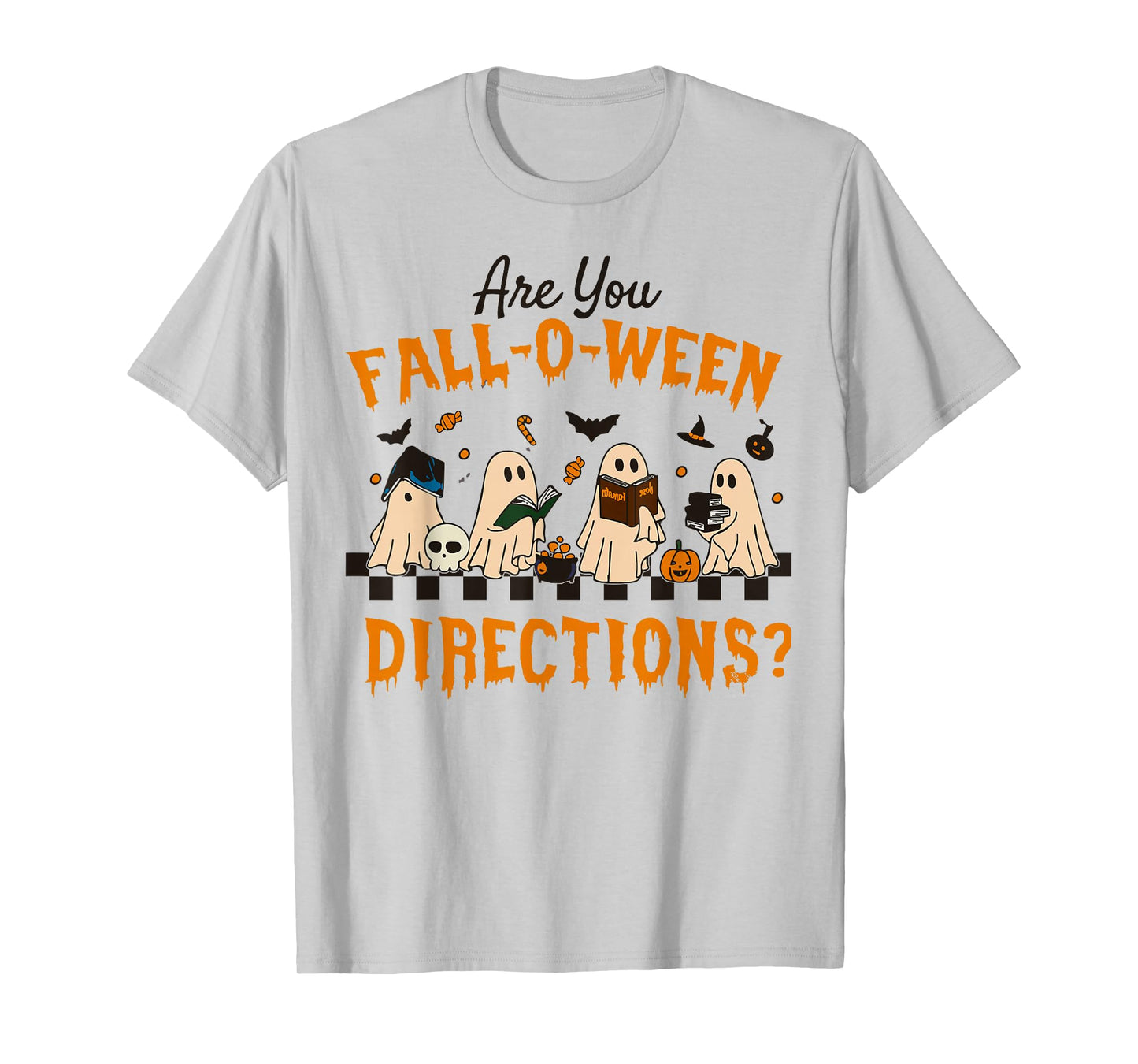 Retro are You Fall O Ween Directions Teacher Halloween Ghost T-Shirt