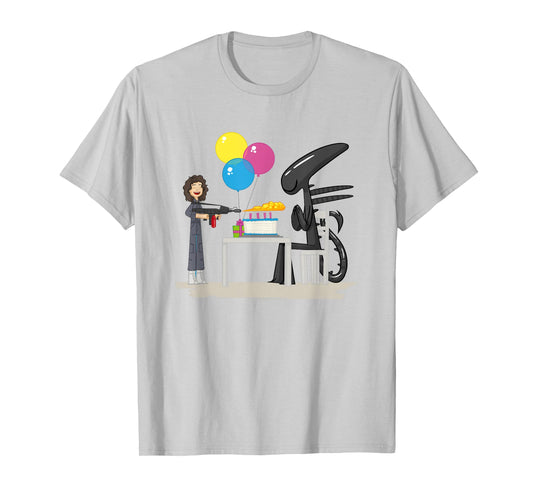 Aliens Happy Birthday Xen Cute Animated Big Chest Logo T-Shirt