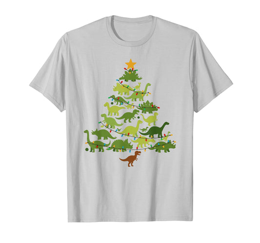 Dinosaurs Christmas Tree Merry Dinomas Santa Xmas Boys Kids T-Shirt