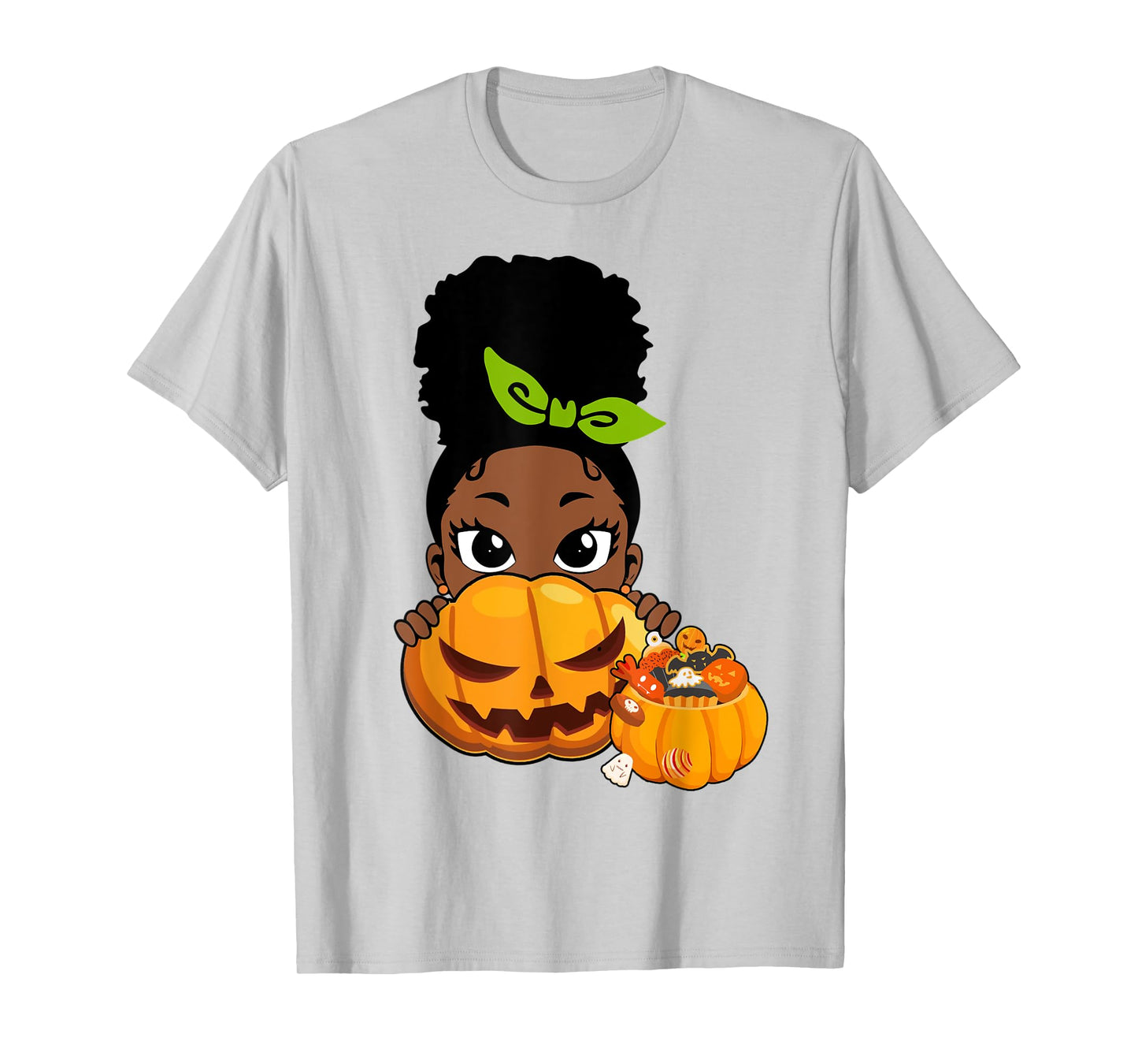 Cute Black African American Girls Pumpkin Halloween T-Shirt