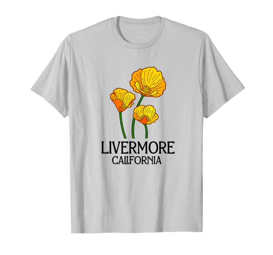 Livermore California CA Poppy Flower State City Vintage T-Shirt