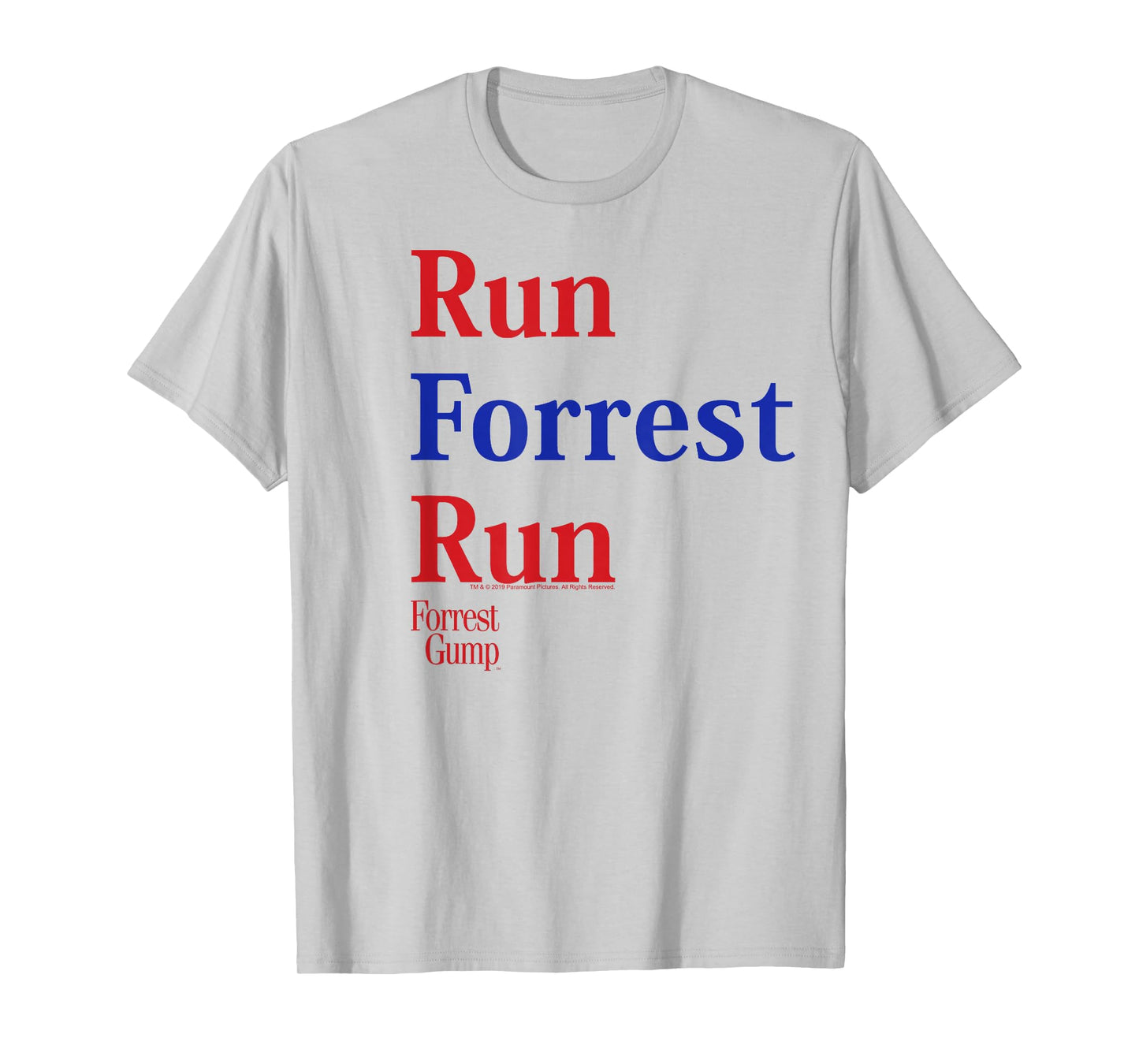 Forrest Gump Run Forrest Run Red and Blue Title Logo T-Shirt