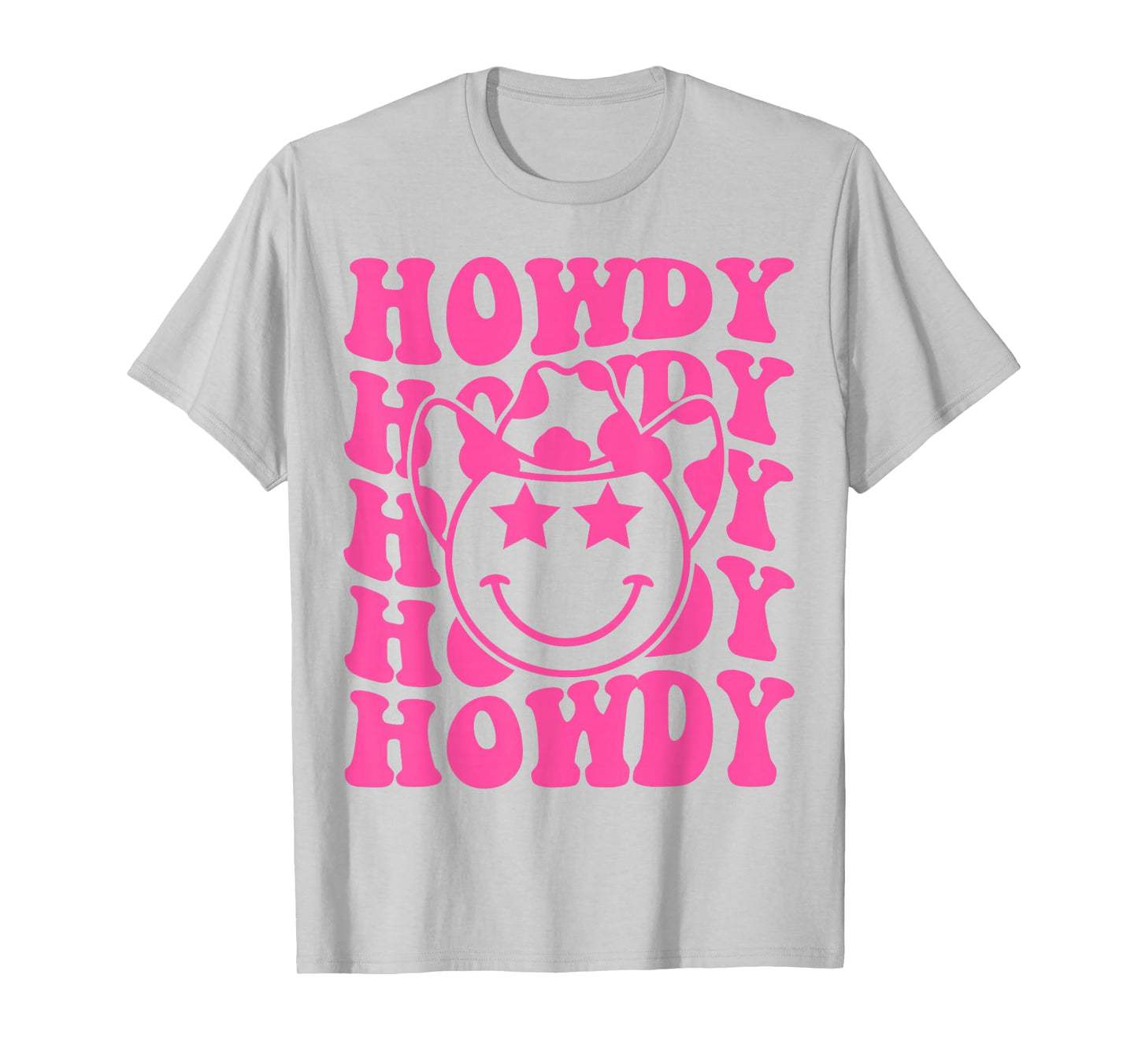 Pink Howdy Smile Face Rodeo Western Country Southern Cowgirl T-Shirt