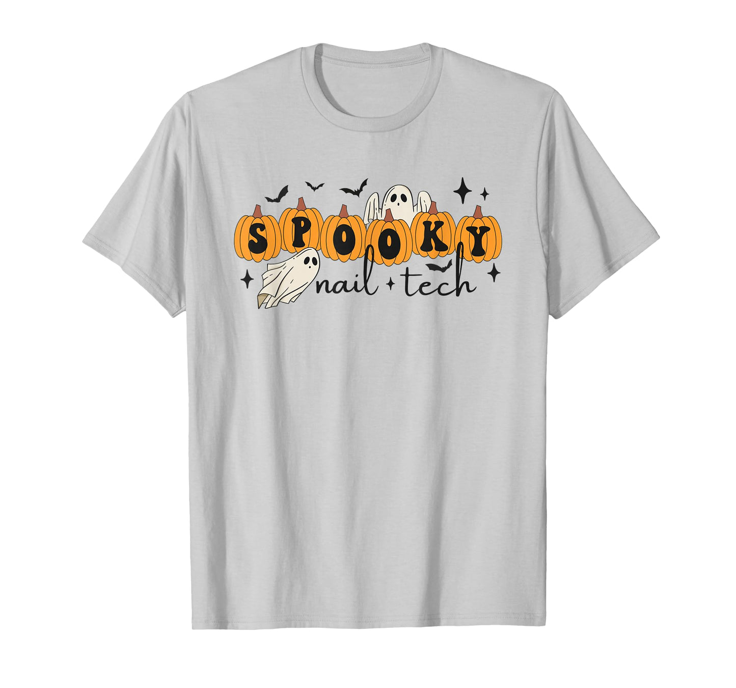 Women Spooky Nail Tech Halloween Pumpkins Ghosts Nail Salon T-Shirt