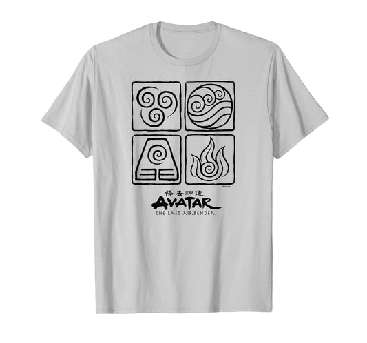 Avatar The Last Airbender - Fire Earth Water Air Elements T-Shirt