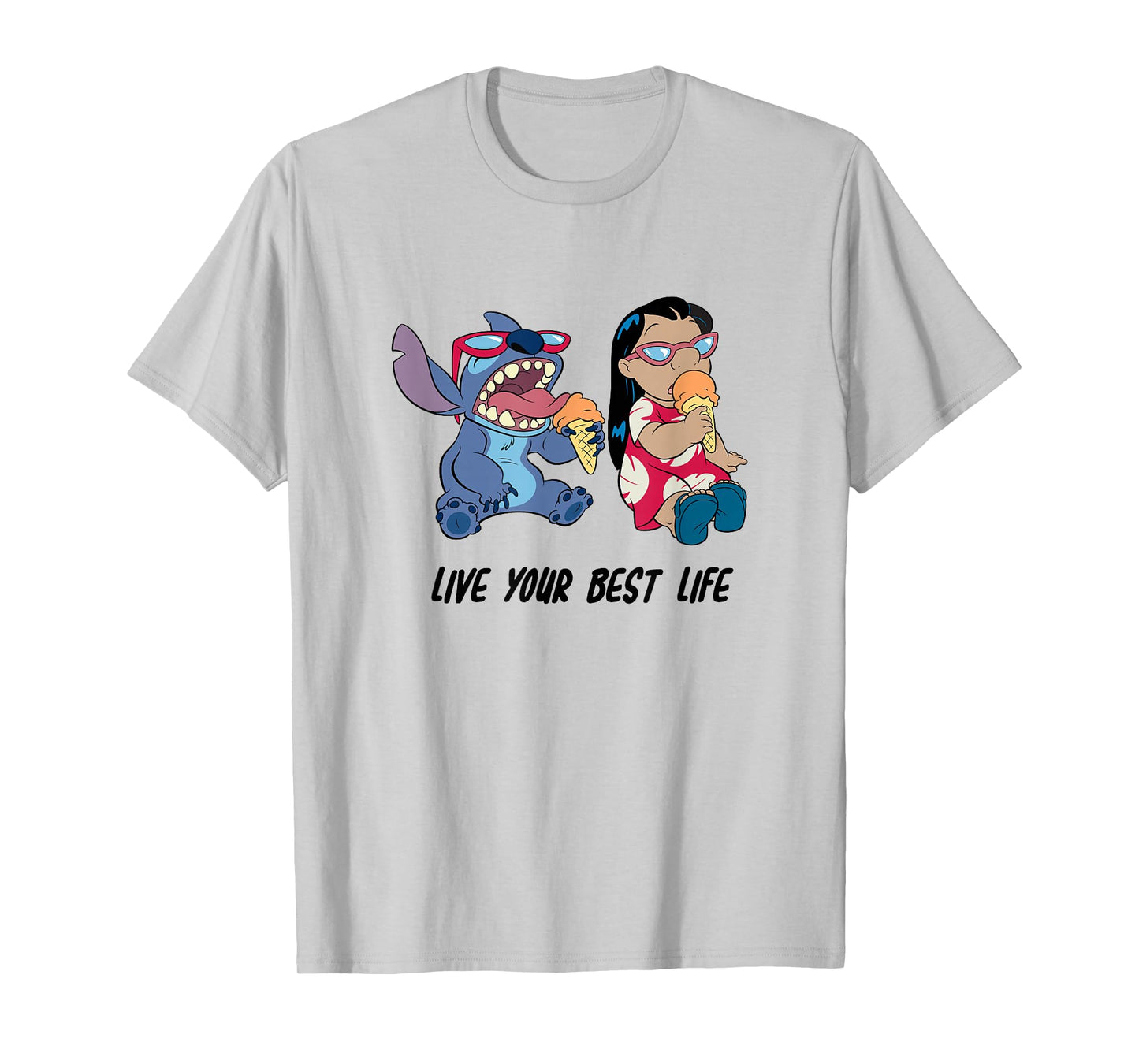 Disney Lilo & Stitch Eating Ice Cream Live Your Best Life T-Shirt