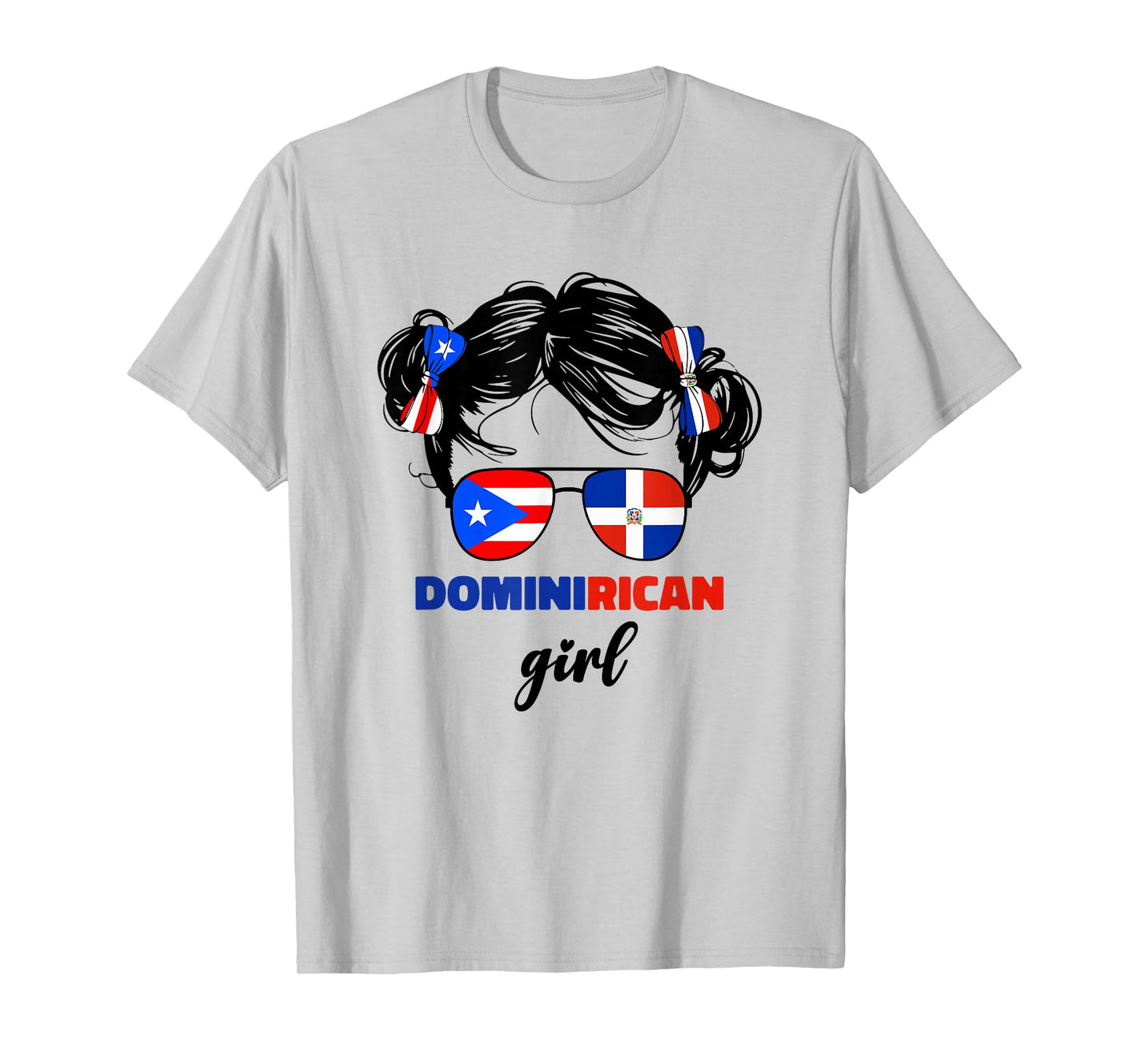 DominiRican Girl Kids Dominican and Puerto Rican Rico Flag T-Shirt