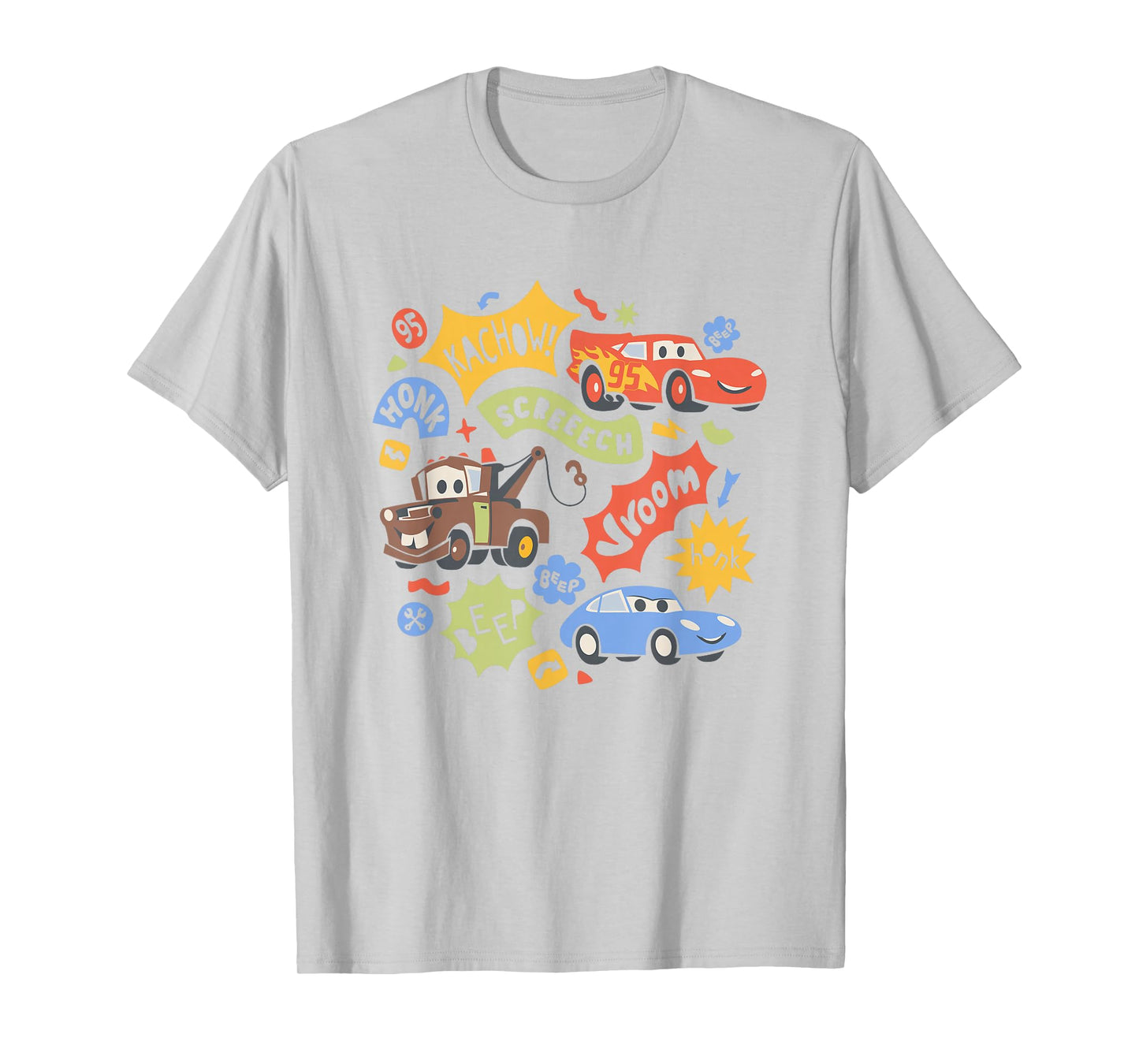 Disney Pixar Cars 2 McQueen Mater Sally Kachow Chest Logo T-Shirt