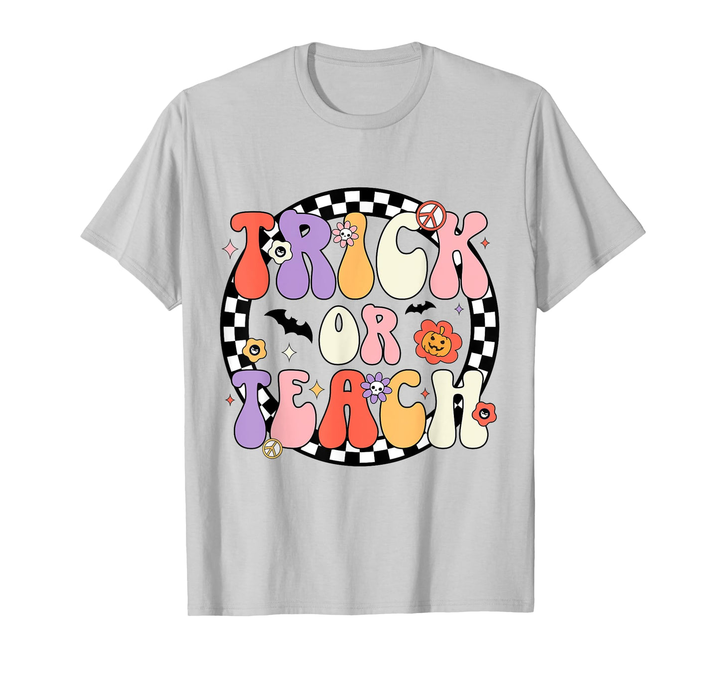 Trick or Teach Retro Groovy Halloween Teacher T-Shirt