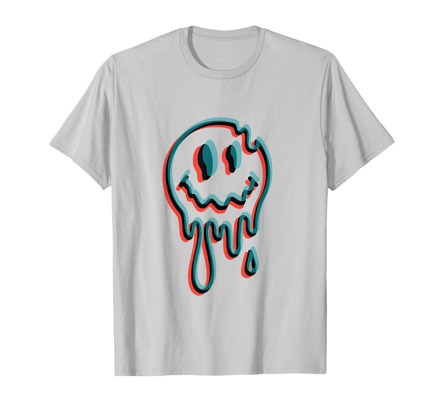 Melting Smiling Face Glitch Trippy Dripping T-Shirt