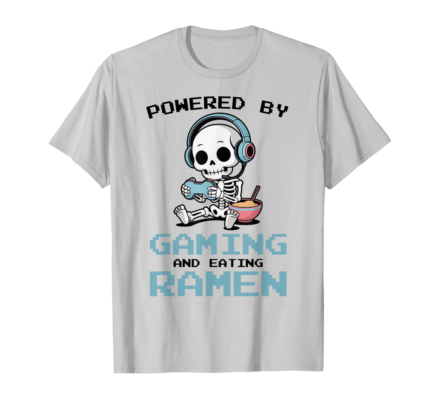 Gaming Powered by Gaming & Rame Gamer Pixel Art Skeleton T-Shirt