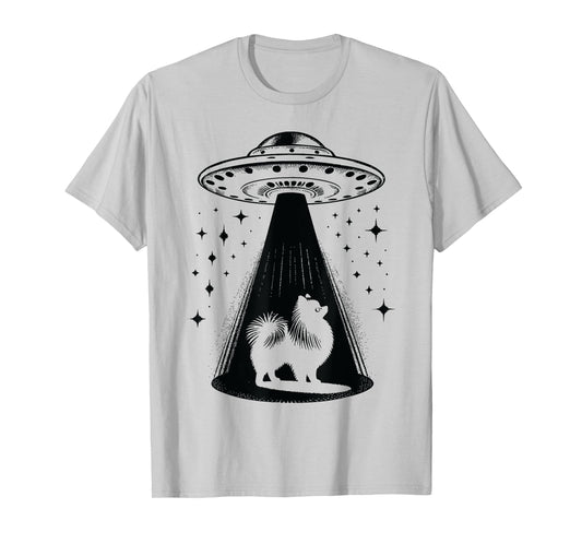 Pomeranian Mom Dad Dog - Funny Alien UFO T-Shirt