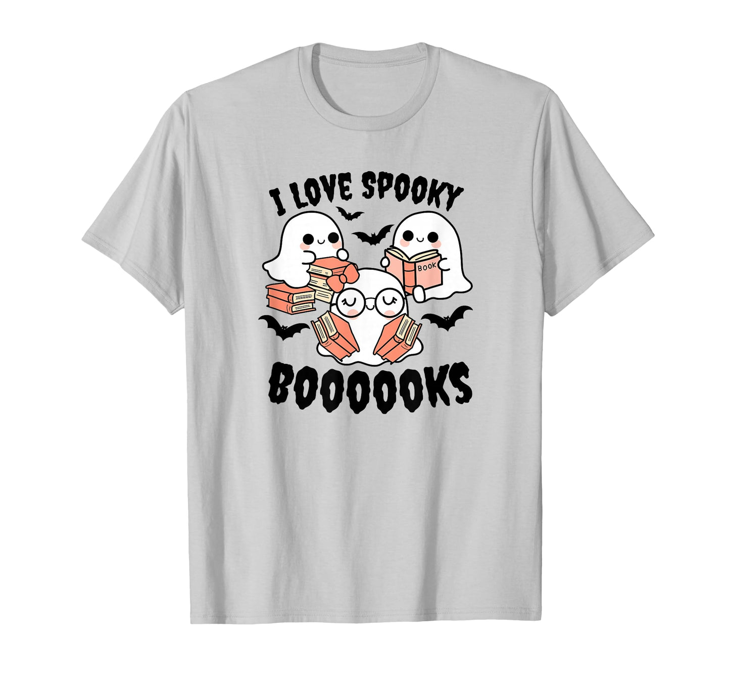 I Love Spooky Booooks Kawaii Ghosts Books Lover Reading T-Shirt