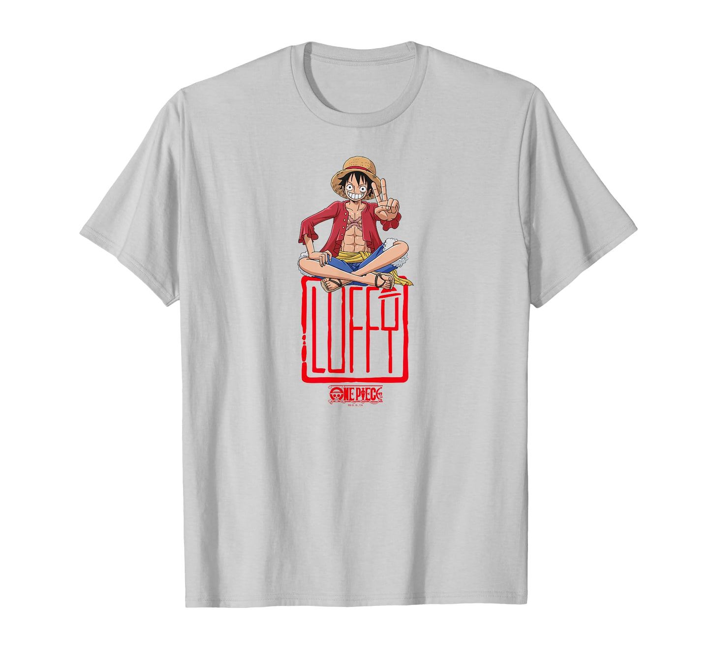 One Piece Anime Luffy Stamp Peace Sign T-Shirt