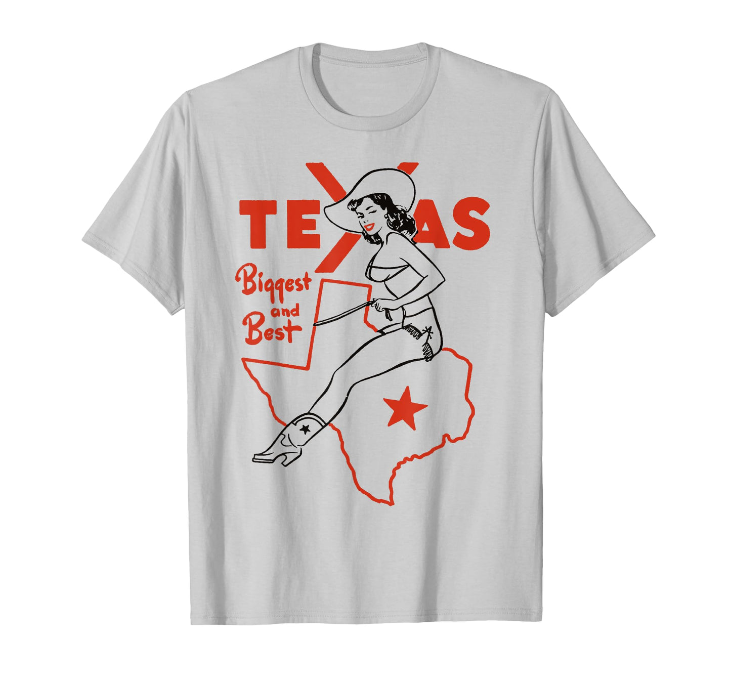 Vintage Rodeo Texas Pride Boots & Bikini Pin-Up Cowgirl T-Shirt