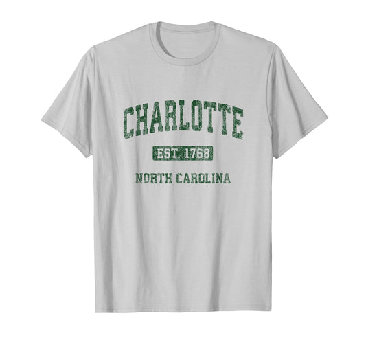 Charlotte North Carolina NC Vintage Athletic Sports Design T-Shirt
