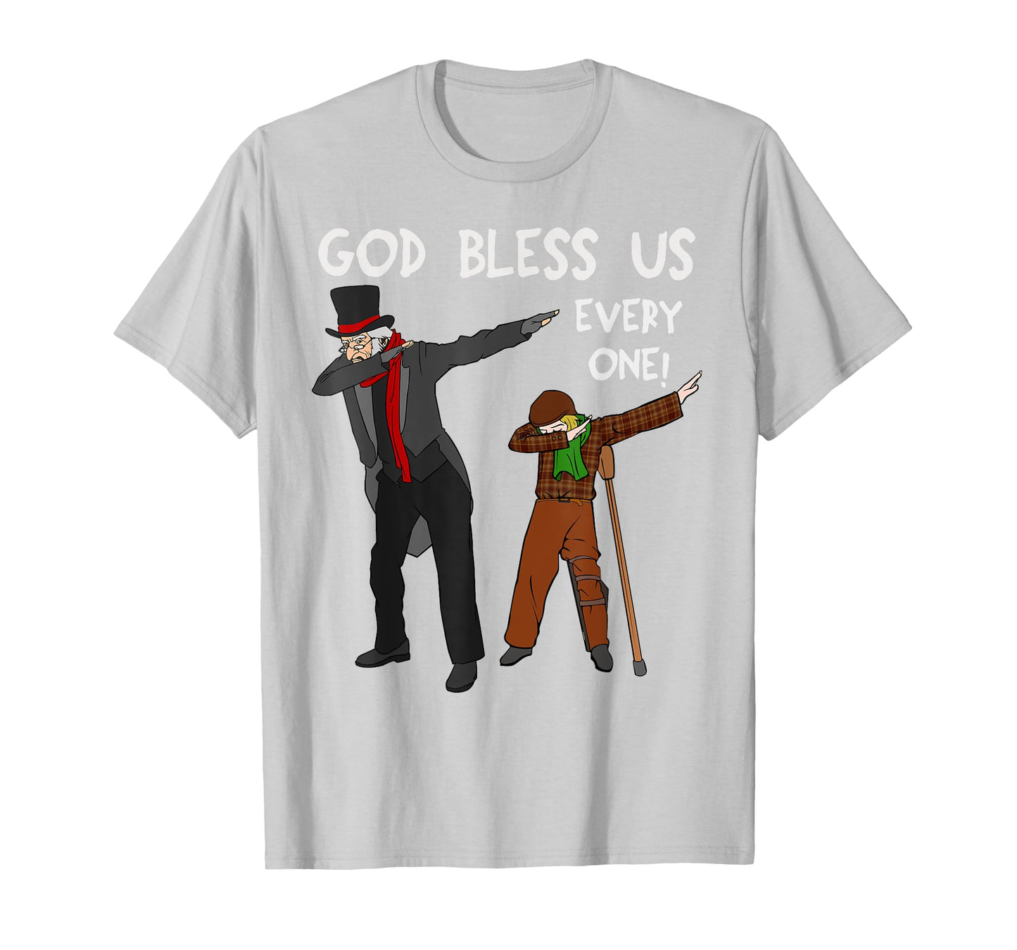 God Bless Us Everyone Dabbing Tiny Tim & Scrooge Christmas T-Shirt