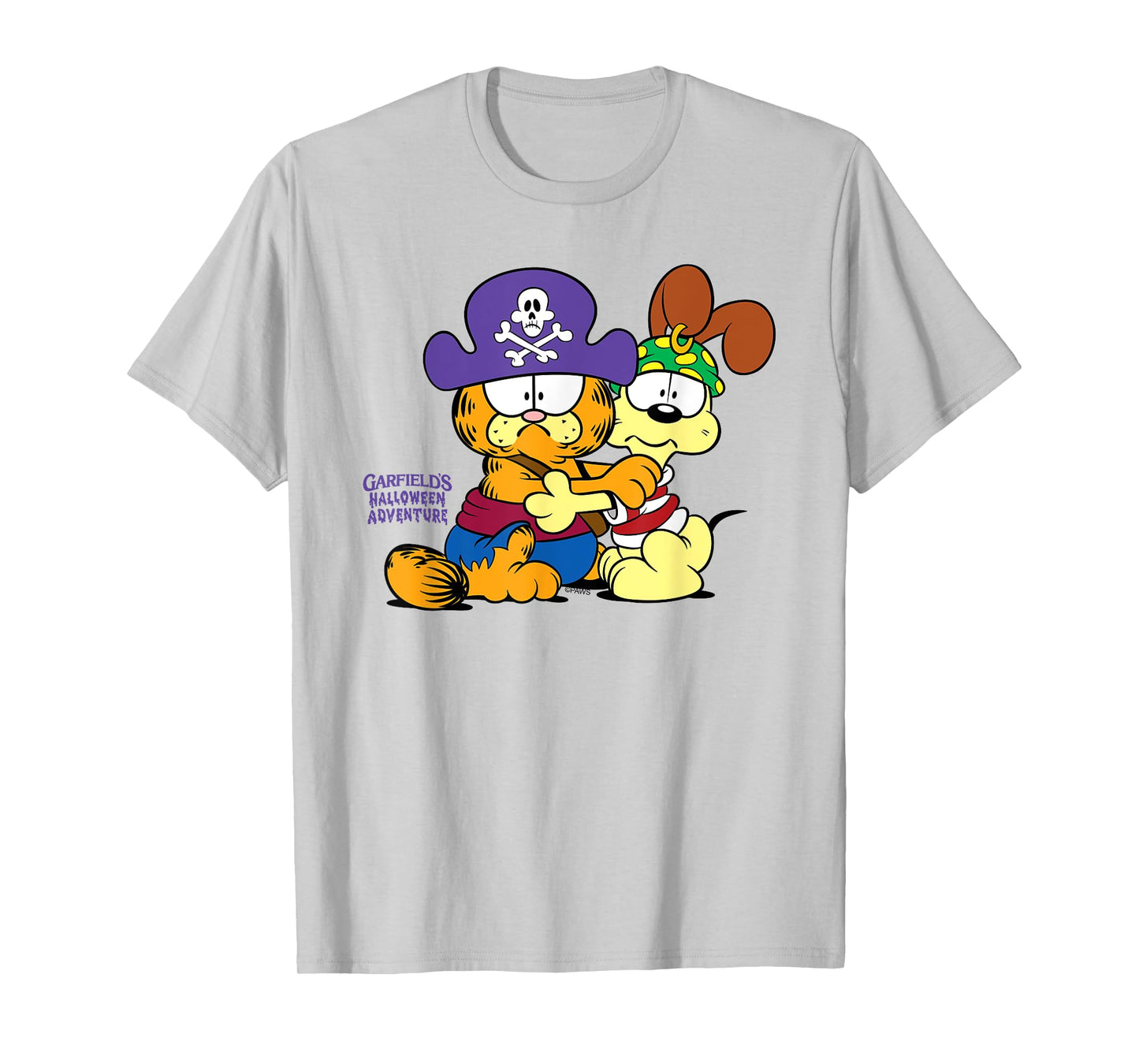 Garfield Pirate Garfield and Odie Scared Halloween Cat T-Shirt