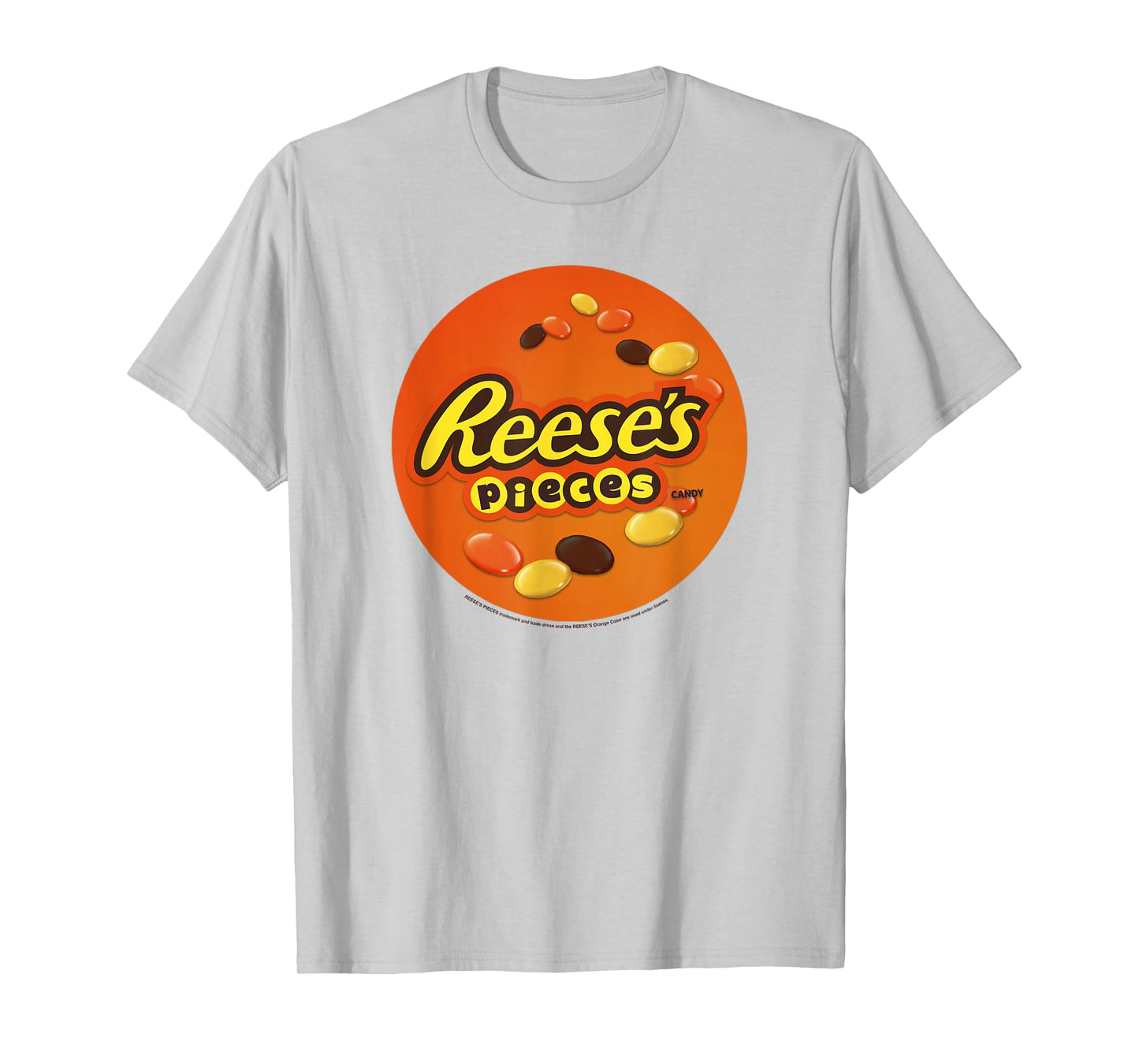 Reese's Women's Grey Classic Reese's Pieces Candy Centered Design T-Shirt