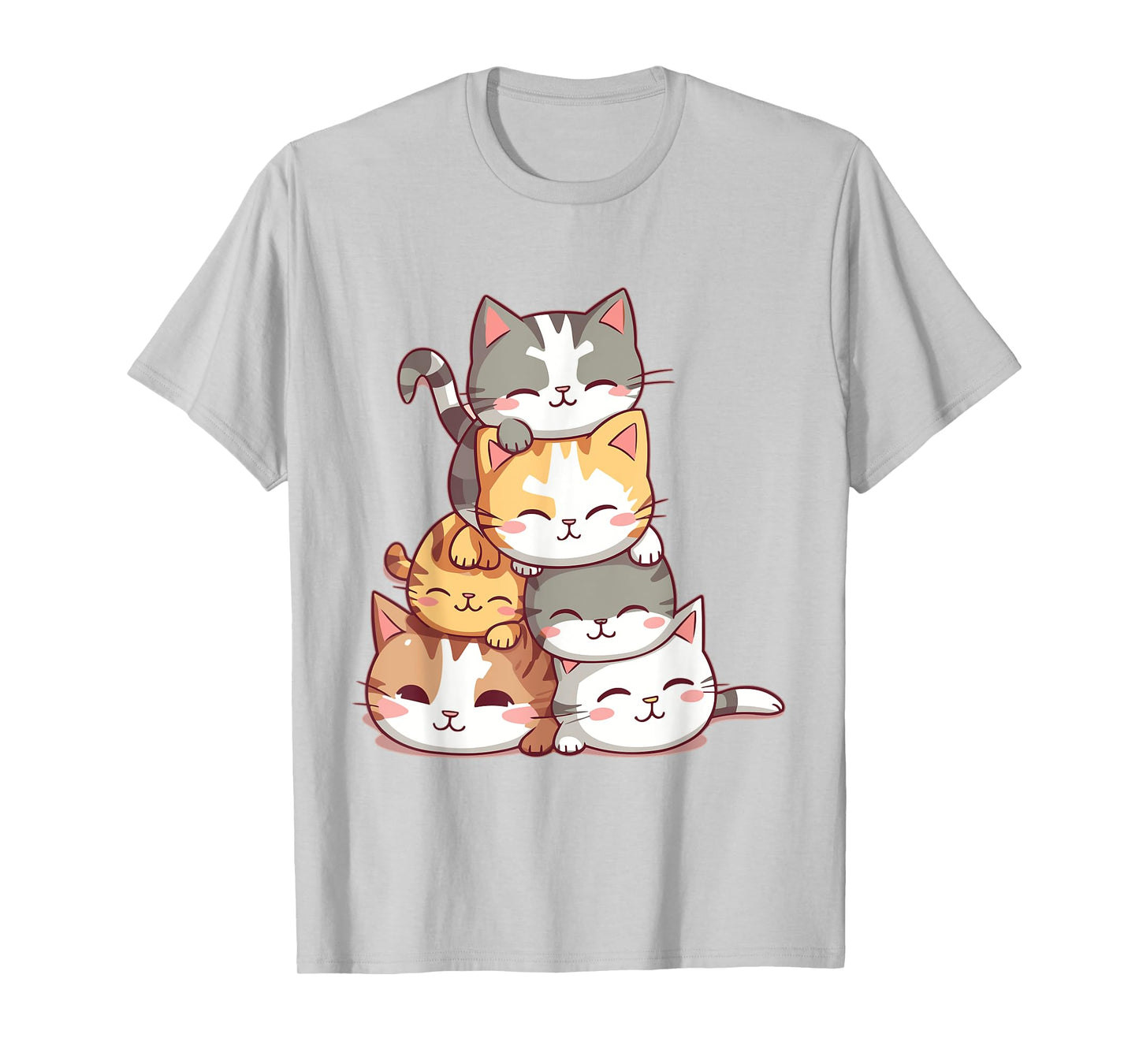 Cat Cute Kitty Pile Cats Anime Kawaii Neko Women Girls T-Shirt