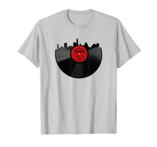 Austin Texas Vinyl Record Shirt Hipster Austin Skyline Shirt T-Shirt