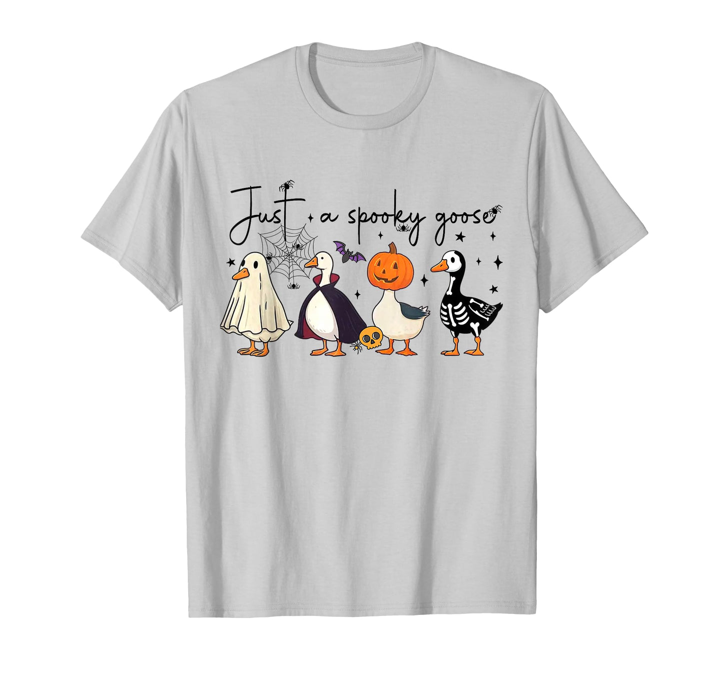 Just a Spooky Goose Skeleton Witch Pumpkin Ghost Halloween T-Shirt