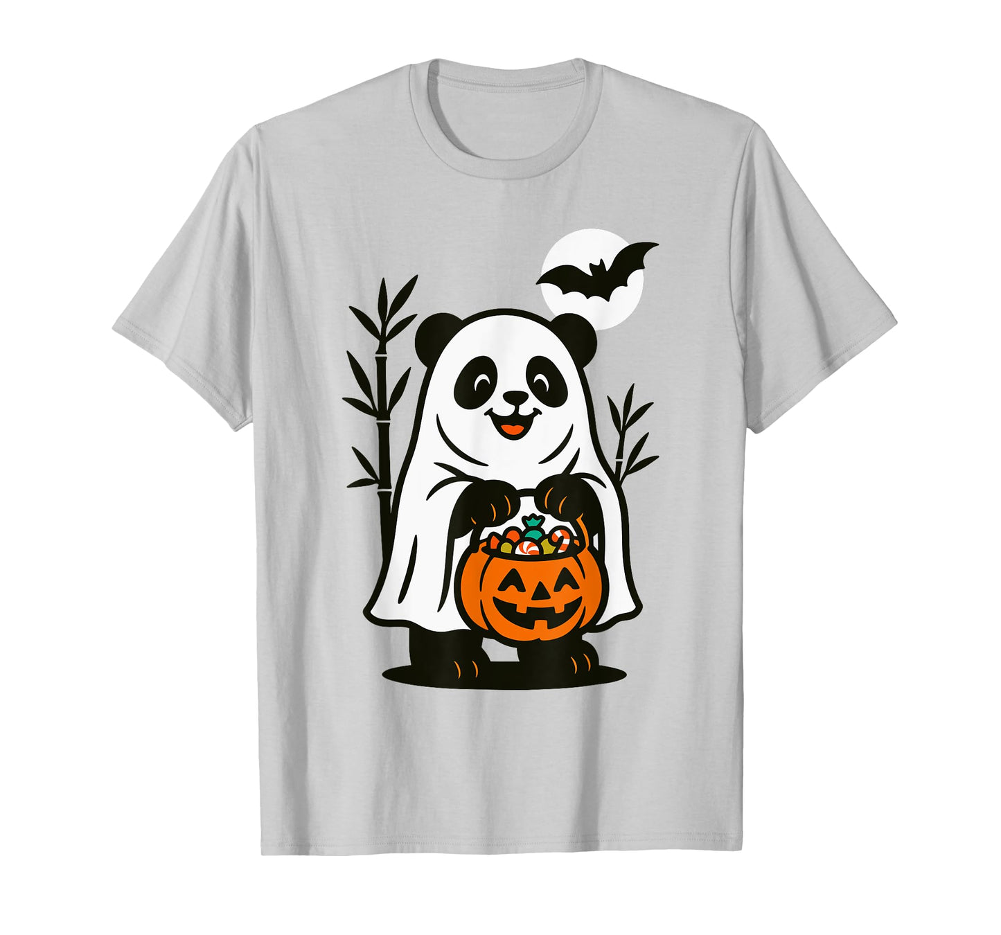 Cute Ghost Halloween Men Women Kids Funny Panda T-Shirt