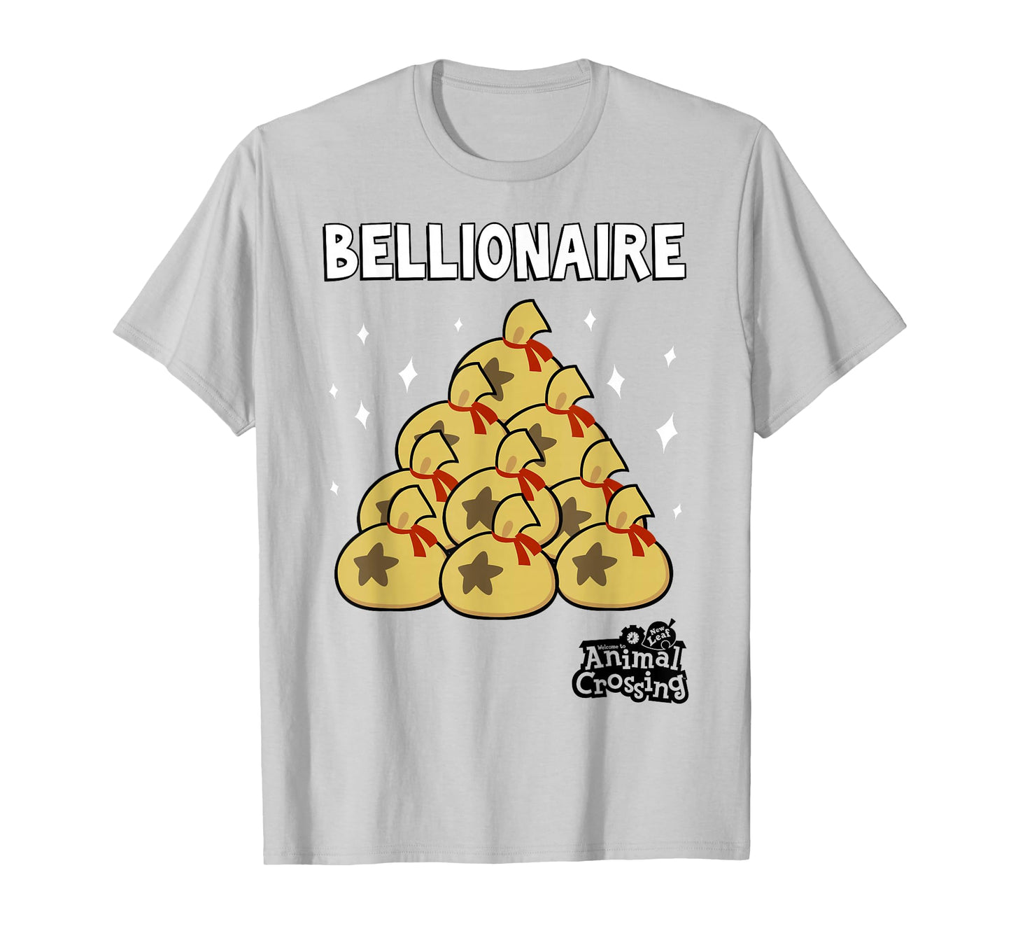 Animal Crossing New Leaf Bellionaire T-Shirt, Grey, Small