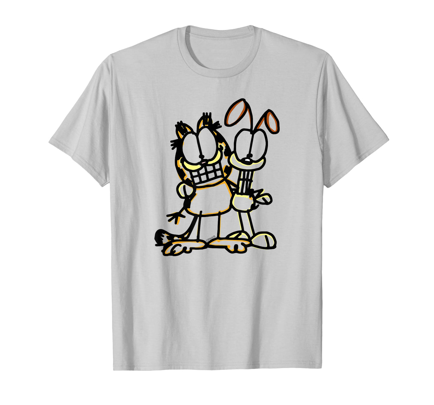 Garfield Sketch Garfiled and Odie Cartoon Cat and Dog T-Shirt
