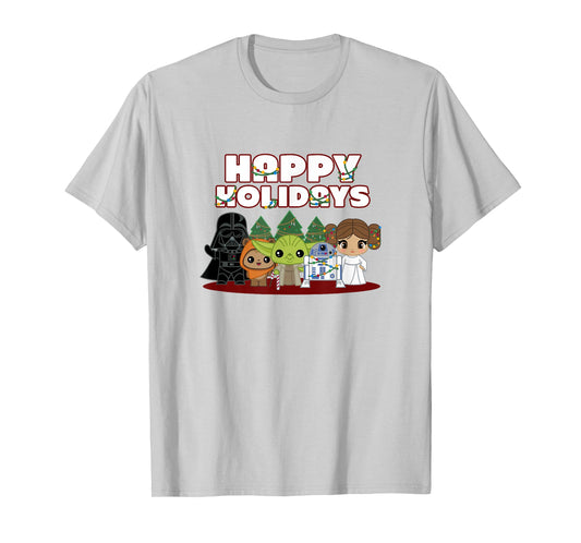Star Wars Christmas Main Characters Happy Holidays Chibi T-Shirt