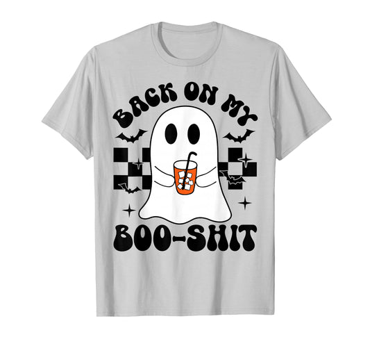 Funny Back On My Boo-Shit Cute Ghost Halloween Spooky Season T-Shirt