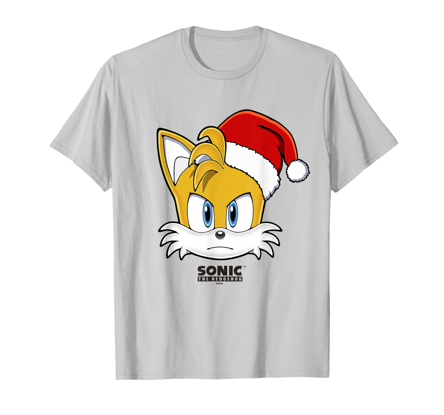 Sonic The Hedgehog Christmas Tails Santa Hat Big Face T-Shirt