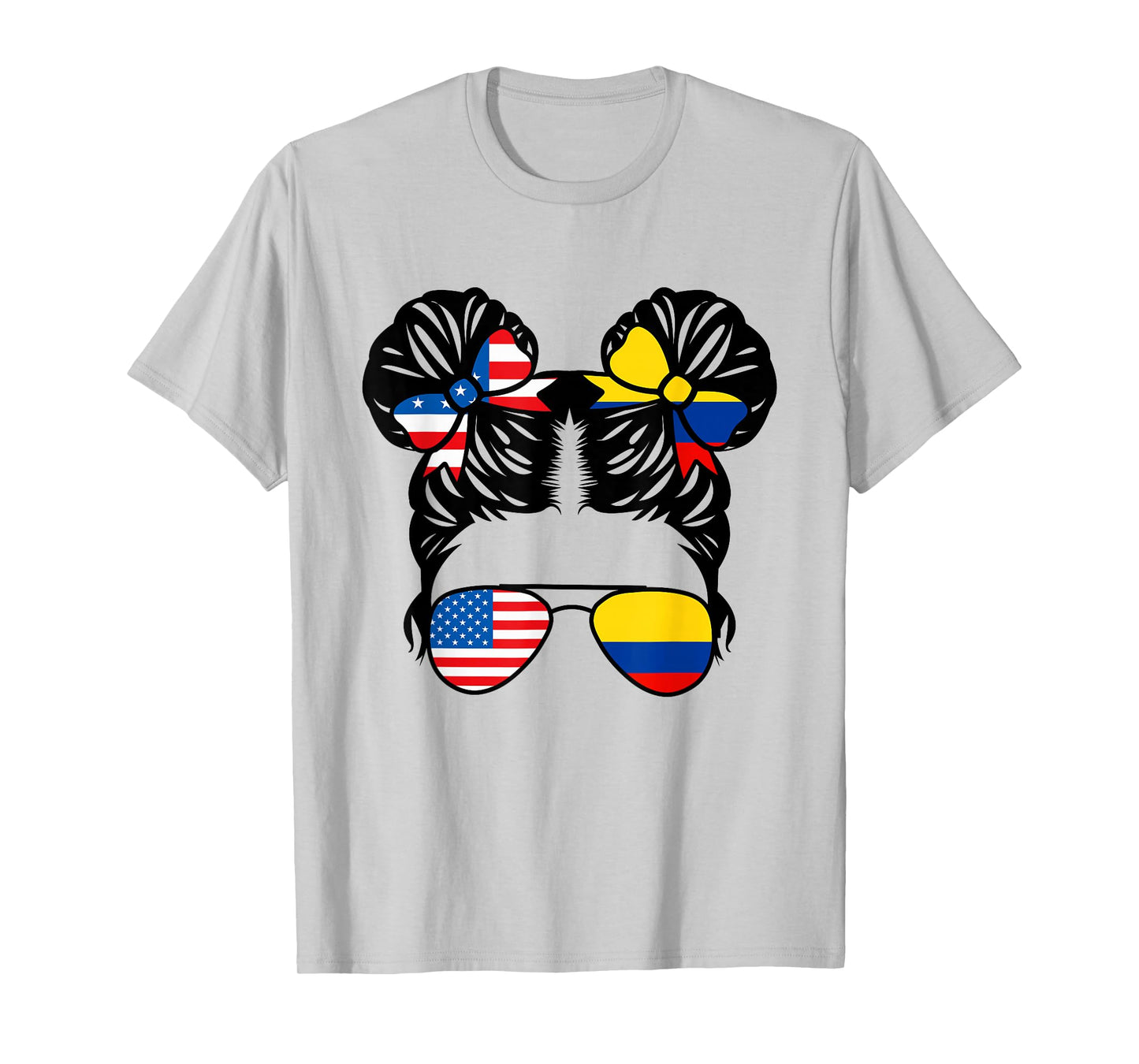 Half American Half Colombian Girl USA Colombia Flag Patriot T-Shirt Small