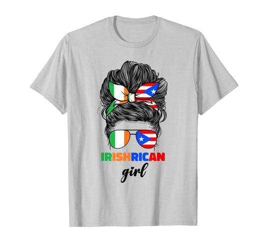 Half Irish And Puerto Rican Rico Ireland Flag Girl For Women T-Shirt