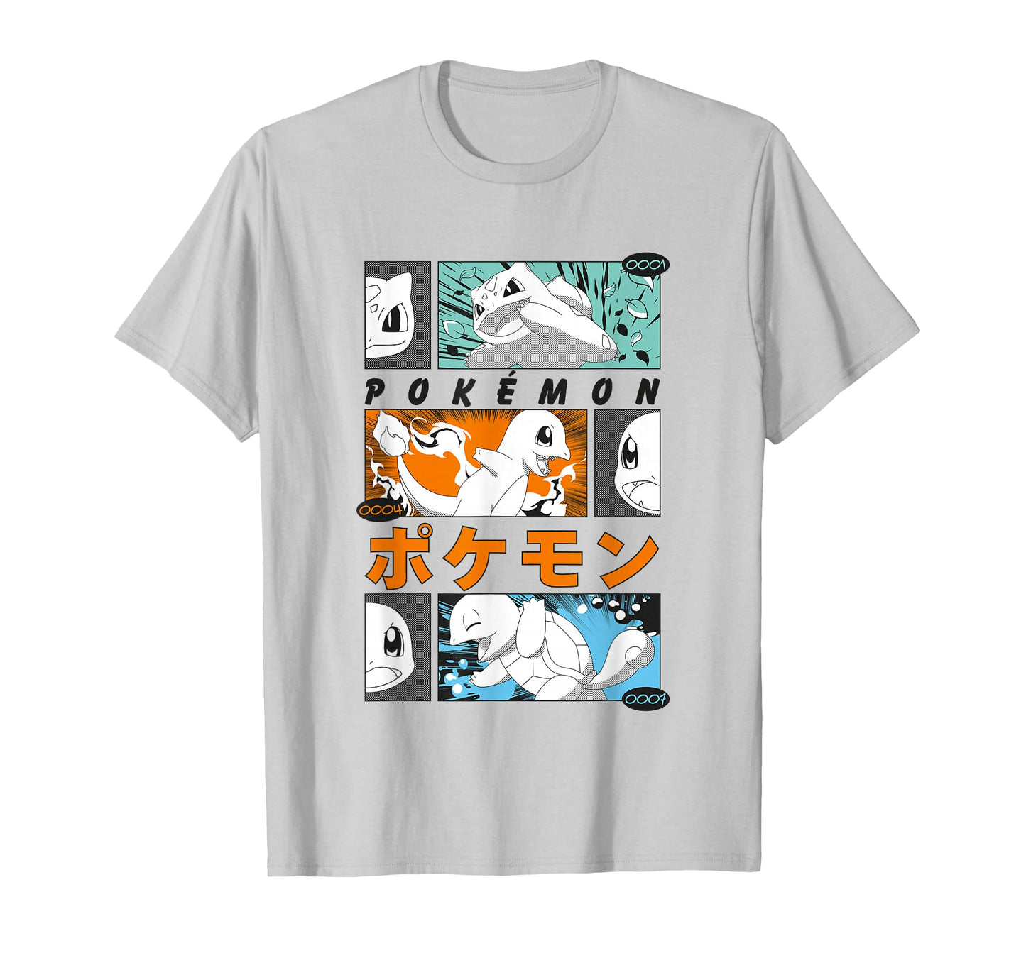 Pokémon Kanto Starters Vintage Manga Action Panels T-Shirt