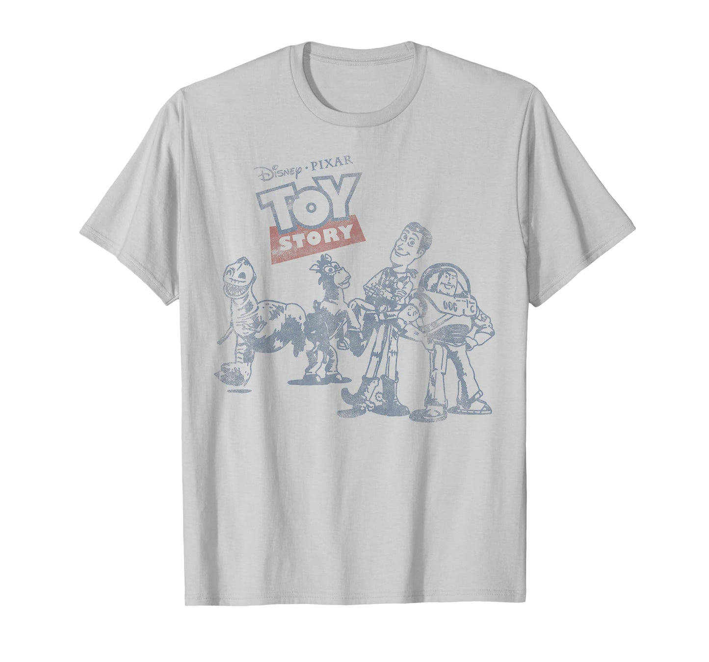 Disney Pixar Toy Story Group Shot Vintage Outlined Portrait T-Shirt