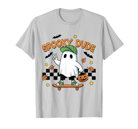Spooky Dude Ghost Halloween Fall Pumpkin Season Boys Kids T-Shirt