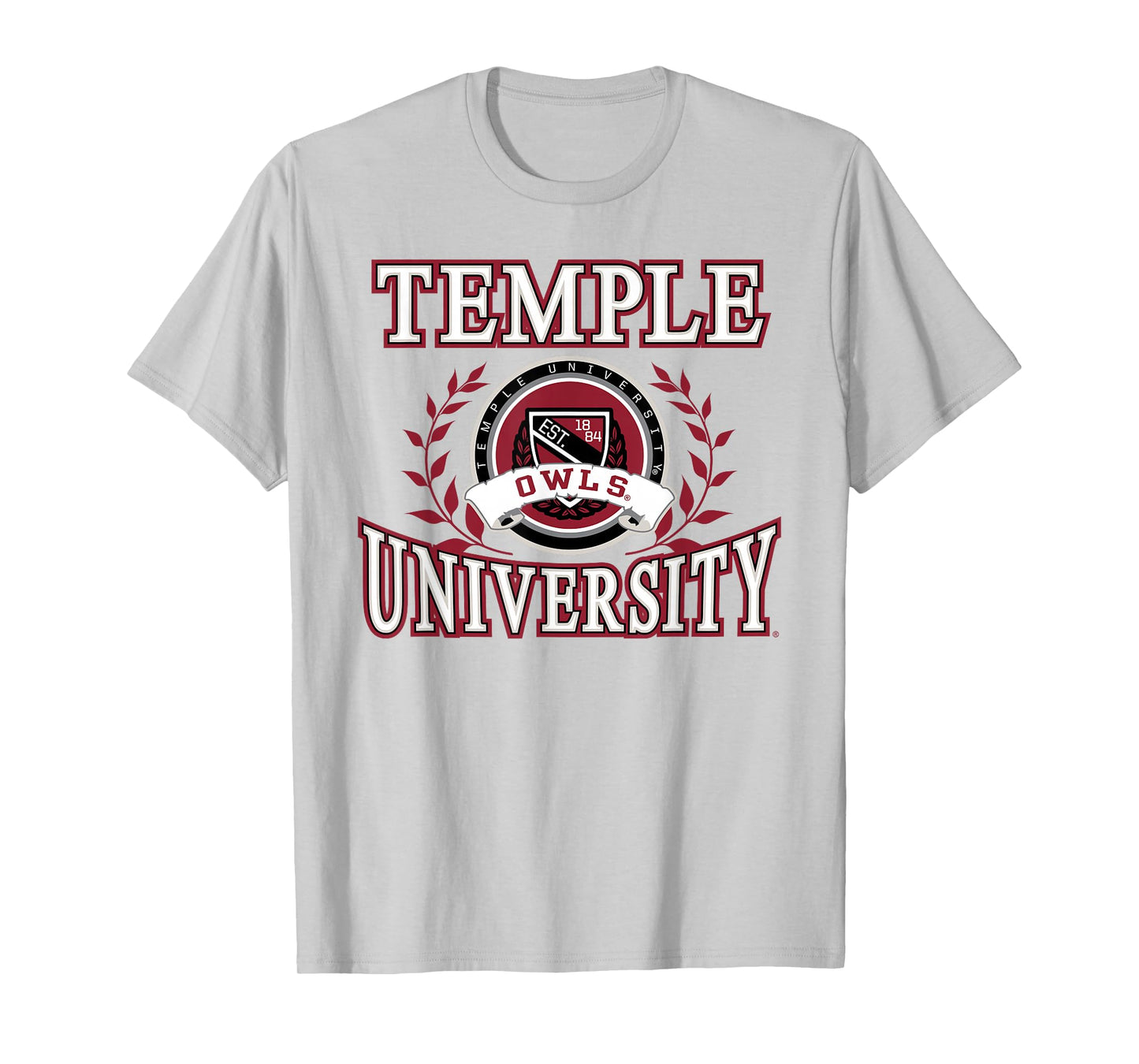 Temple Owls Laurels Gray Officially Licensed T-Shirt