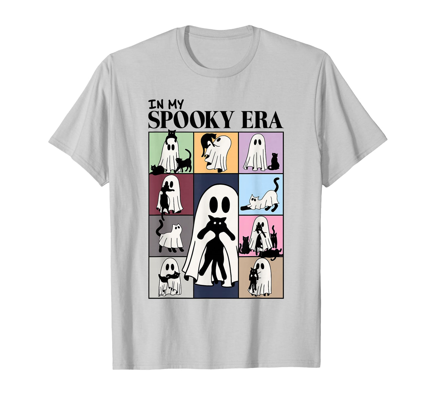 Retro In My Spooky Era Funny Ghost And Black Cat Halloween T-Shirt