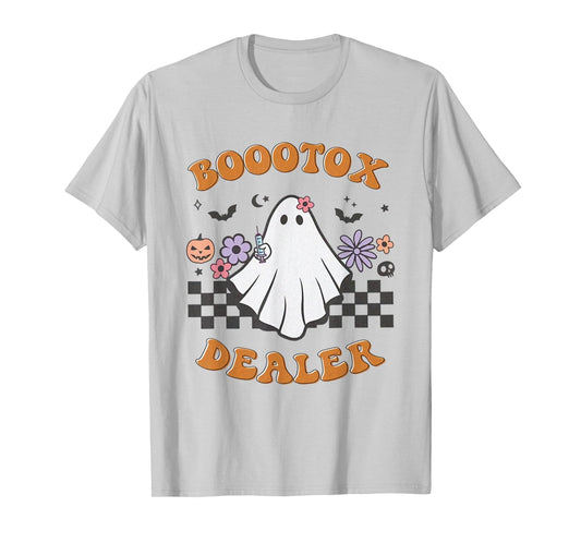 Nurse Injector Halloween Retro Botox Dealer Ghost Pumpkin T-Shirt